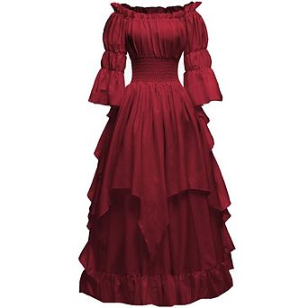 Women's Gothic Witch Medieval Renaissance Off Shoulder Costume