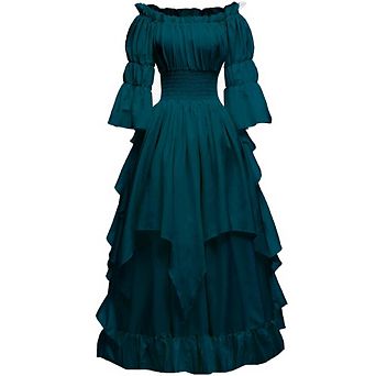Women's Gothic Witch Medieval Renaissance Off Shoulder Costume