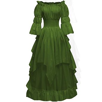 Women's Gothic Witch Medieval Renaissance Off Shoulder Costume