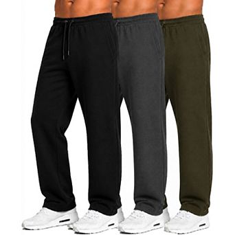 Blu Rock Men's Tech Fleece Performance Sweatpants with Open Bottom-3 Pack