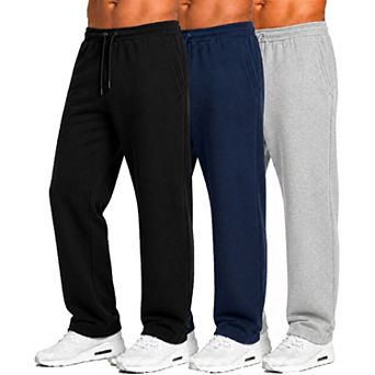 Blu Rock Men's Tech Fleece Performance Sweatpants with Open Bottom-3 Pack