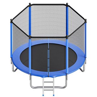 VEVOR Outdoor Trampoline, 8FT Round Recreational Trampoline with Enclosure Net, ASTM Approved