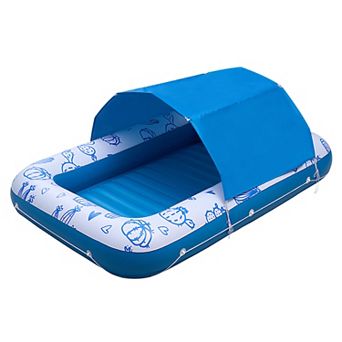 VEVOR Inflatable Pool Float with UPF 50+ Canopy, 82" x 55" Large Tanning Pool Floating Lounger