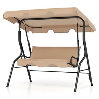 Costway 3-Person Outdoor Patio Swing Chair with Adjustable Canopy and Removable Cushion