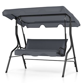 Costway 3-Person Outdoor Patio Swing Chair with Adjustable Canopy and Removable Cushion