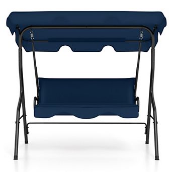 Costway 3-Person Outdoor Patio Swing Chair with Adjustable Canopy and Removable Cushion