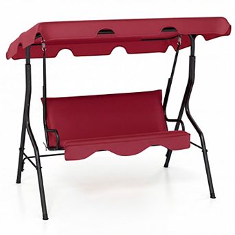 Costway 3-Person Outdoor Patio Swing Chair with Adjustable Canopy and Removable Cushion