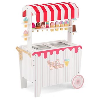 Costway Kid's Ice Cream Cart Food Trunk Play Toy Set with Display Rack & Accessories