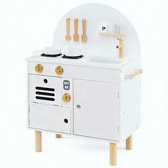 Costway Play Kitchen for Kids with Stoves Faucet Sink Microwave Oven Cooking Accessories