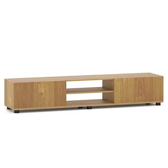 Costway TV Stand for up to 70” TVs, Media Console Table with Double Doors & Open Shelves