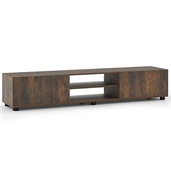 Costway TV Stand for up to 70” TVs, Media Console Table with Double Doors & Open Shelves