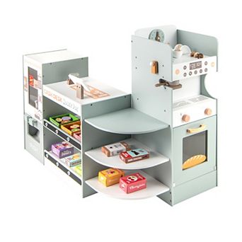 Costway Kids Grocery Store Playset with Vending Machine Checkout Counter Coffee Maker