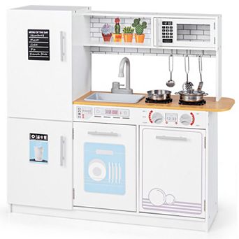 Costway Kids Kitchen Play Set with Stove Removable Sink Oven Microwave Dish Washer