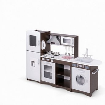 Costway Kids Kitchen Playset with Realistic Lights & Sounds Ice Maker Stoves Sink Oven