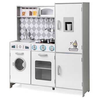Costway Kids Kitchen Playset with Realistic Lights & Sounds Ice Maker Stoves Sink Oven