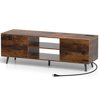 Costway TV Stand for 60" TVs Mid Century Modern Media Console Table with Adjustable Shelf