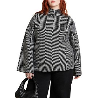 ELOQUII Women's Plus Size Chevron Intarsia Sweater