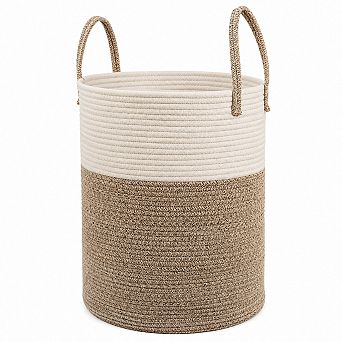 Woven Cotton Rope Laundry Hamper Collapsible Large Capacity Storage Basket for Blankets Clothes