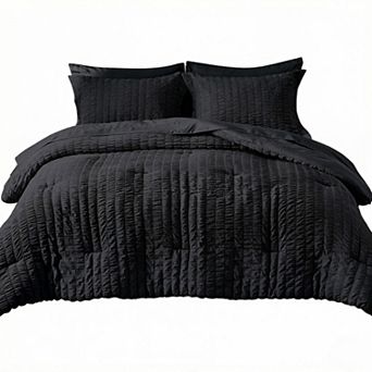 Full Size Comforter Sets Seersucker 7 Pieces, All Season Luxury Bed in a Bag for Bedroom,Bedding Set