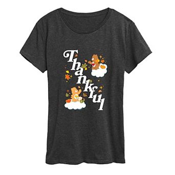 Women's Care Bears Thankful Fall Leaves Graphic Tee