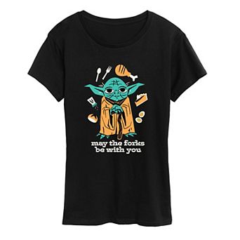 Women's Star Wars Yoda "May The Forks Be With You" Graphic Tee