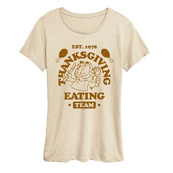 Women's Garfield Thanksgiving Eating Team Graphic Tee