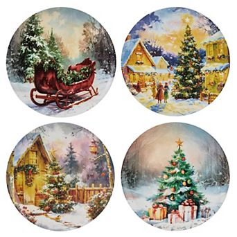 Mikasa Vintage Christmas 4 pc Assorted Salad Plate Set