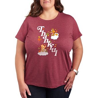 Plus Size Care Bears Thankful Fall Leaves Graphic Tee