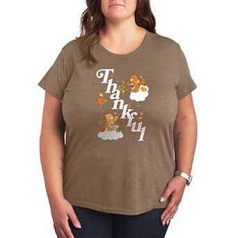 Plus Size Care Bears Thankful Fall Leaves Graphic Tee