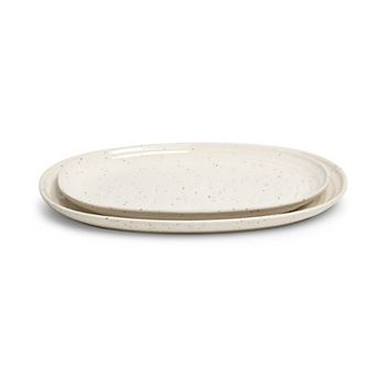 Sango 2 pc Speckled Stoneware Oval Serving Platter Set