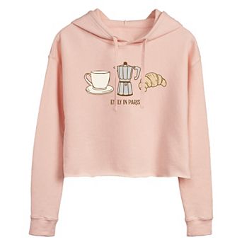 Juniors' Emily in Paris Parisian Breakfast Cropped Hoodie