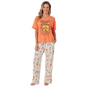 Peanuts Welcome Great Pumpkin 2 pc Short Sleeve Pajama Top & Pajama Bottoms Set