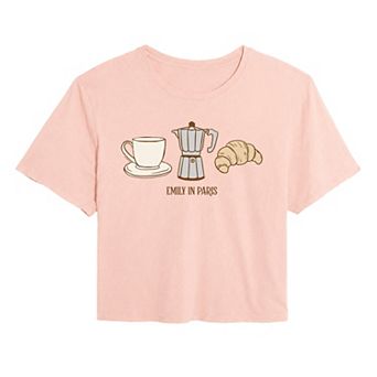 Juniors' Emily in Paris Parisian Breakfast Cropped Tee