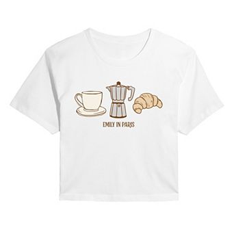 Juniors' Emily in Paris Parisian Breakfast Cropped Tee