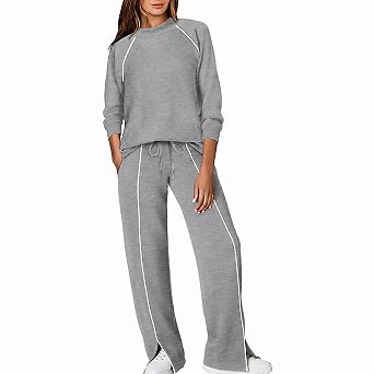 Womens 2 pc Mock Neck Lounge Track Suits Airport Travel Fall Fashion Outfits
