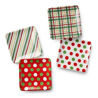 Certified International Holiday 4 pc Canape Plate Set