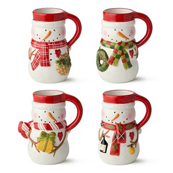 Certified International Snowman Delight 4 pc 3-D Mug Set