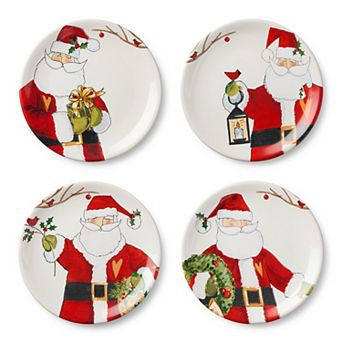 Certified International Santa Delight 4 pc Dessert Plate Set