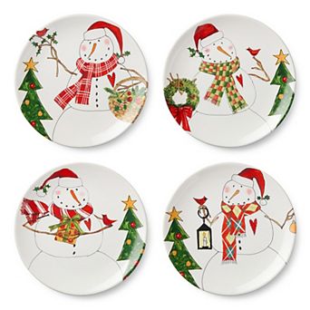 Certified International Snowman Delight 4 pc Dinner Plate Set