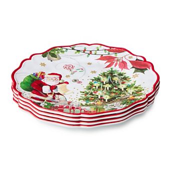Certified International Santa's Delivery 4 pc Melamine Dinner Plate Set