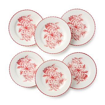Certified International Crimson Noel 6 pc Canape Plate Set