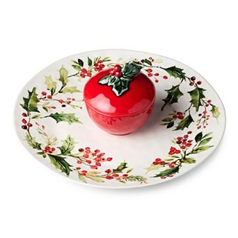 Certified International Holly And Vines 2 pc Chip & Dip Set