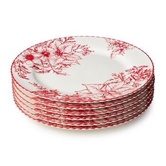 Certified International Crimson Noel 6 pc Dinner Plate Set
