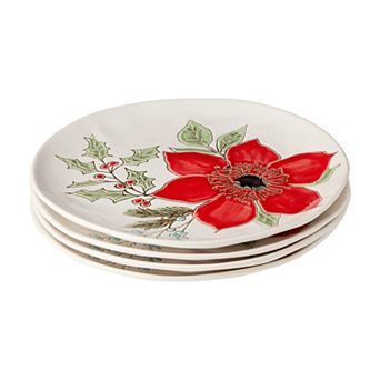 Certified International Festive Blooms 4 pc Dinner Plate Set