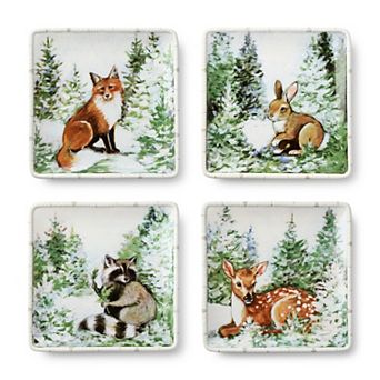 Certified International Winter Cabin 4 pc Dessert Plate Set