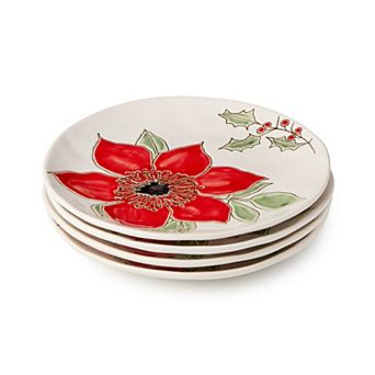 Certified International Festive Blooms 4 pc Dessert Plate Set
