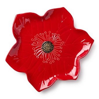 Certified International Festive Blooms 3-D Poinsettia Serving Platter