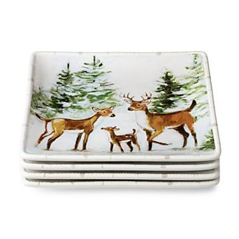 Certified International Winter Cabin 4 pc Dinner Plate Set