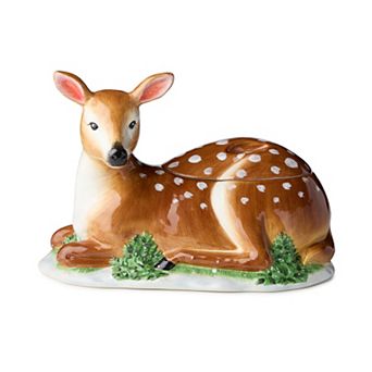 Certified International Winter Cabin 3-D Deer Cookie Jar