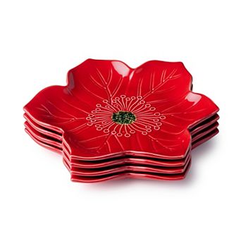 Certified International Festive Blooms 4 pc Poinsettia Plates